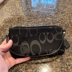 Coach Signature Black and Gray Wristlet